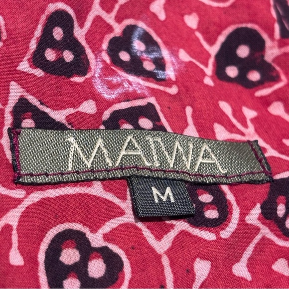 MAIWA Sz M Square Neck Contrasting Red Sleeveless Dress A-Line Buttons Back - Picture 9 of 12